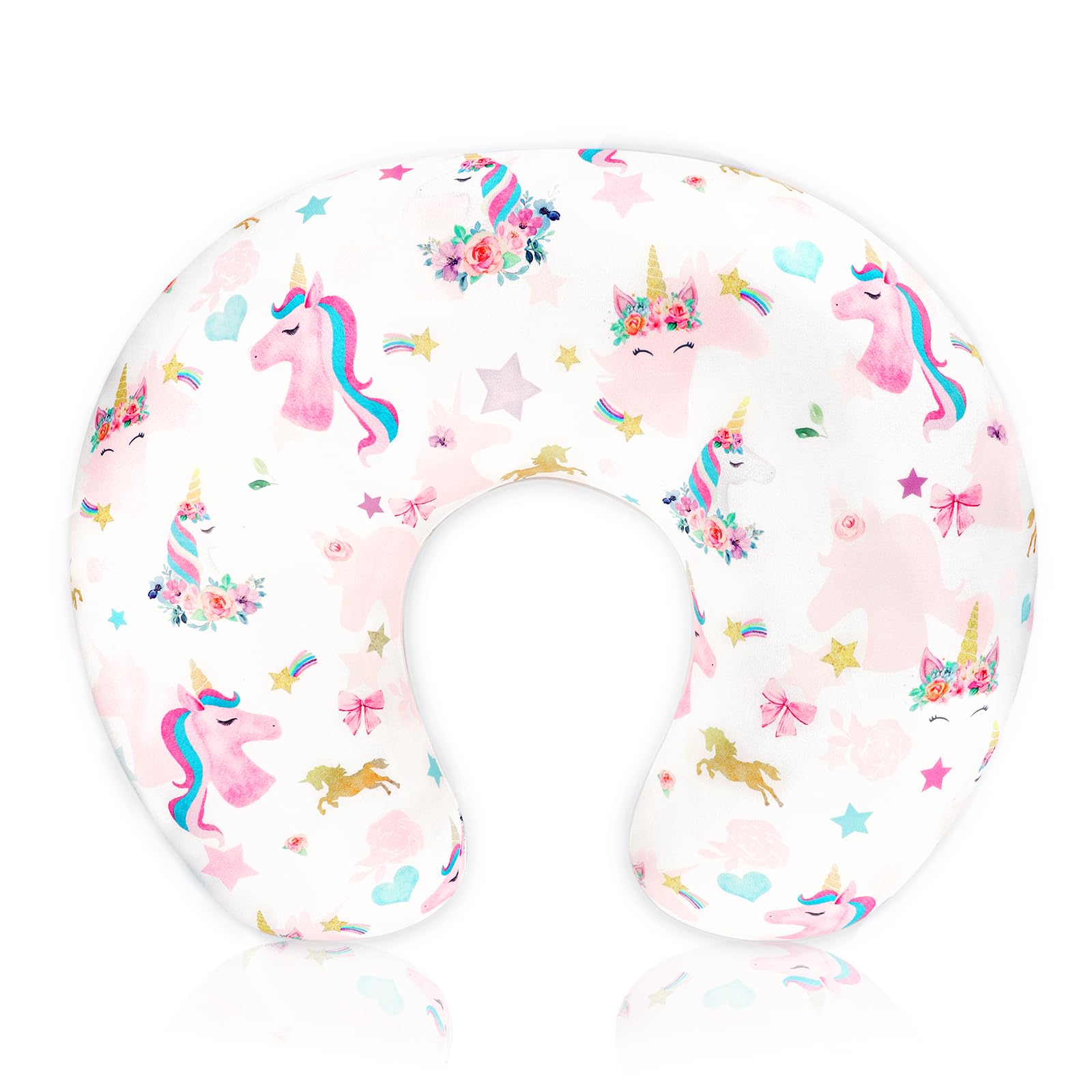 Pea Pod nursing pillow cover unicorn soft enhances baby comfort during feeds.