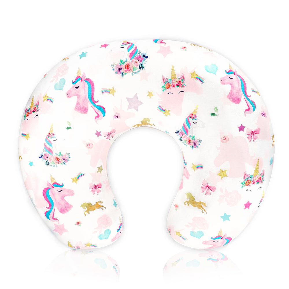 Pea Pod nursing pillow cover unicorn soft enhances baby comfort during feeds.
