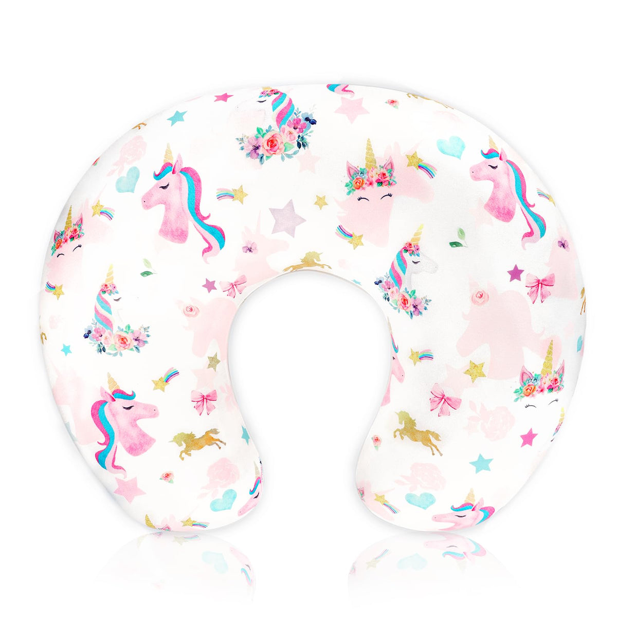 Pea Pod nursing pillow cover unicorn soft enhances baby comfort during feeds.