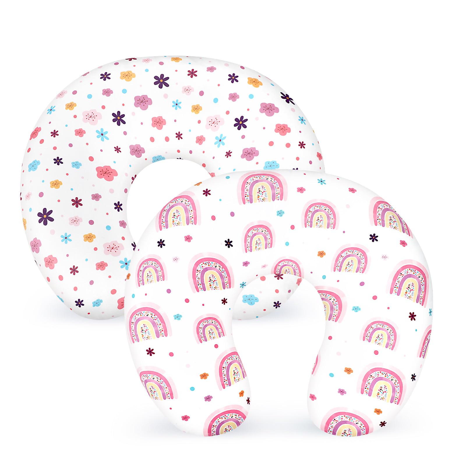 Pea Pod rainbow nursing pillow cover fits a Boppy snugly for comfortable feeding.