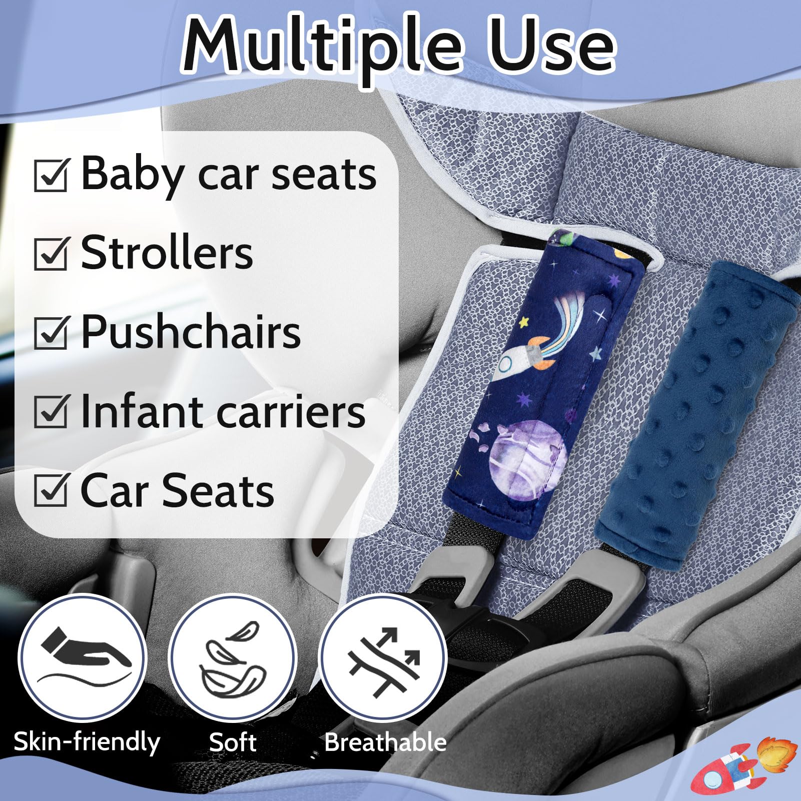Pea Pod stroller belt protector fits most prams and pushchairs.