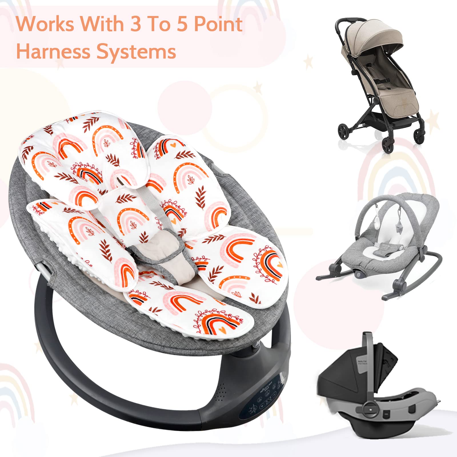 Pea Pod rainbow print adds cheerful style to travel gear.