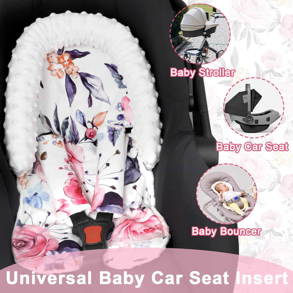 Pea Pod stroller scene shows floral design and portable coziness