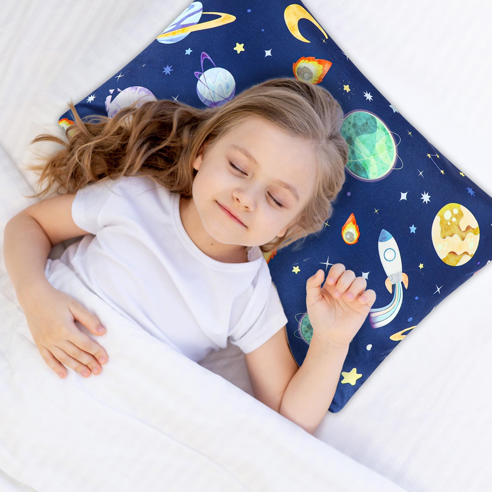 Pea Pod dino pillowcase with bright colors for playful mornings