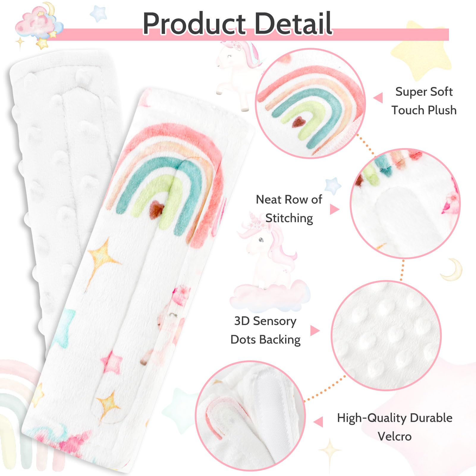 Pea Pod unicorn strap cover two-layer design for extra plush comfort.