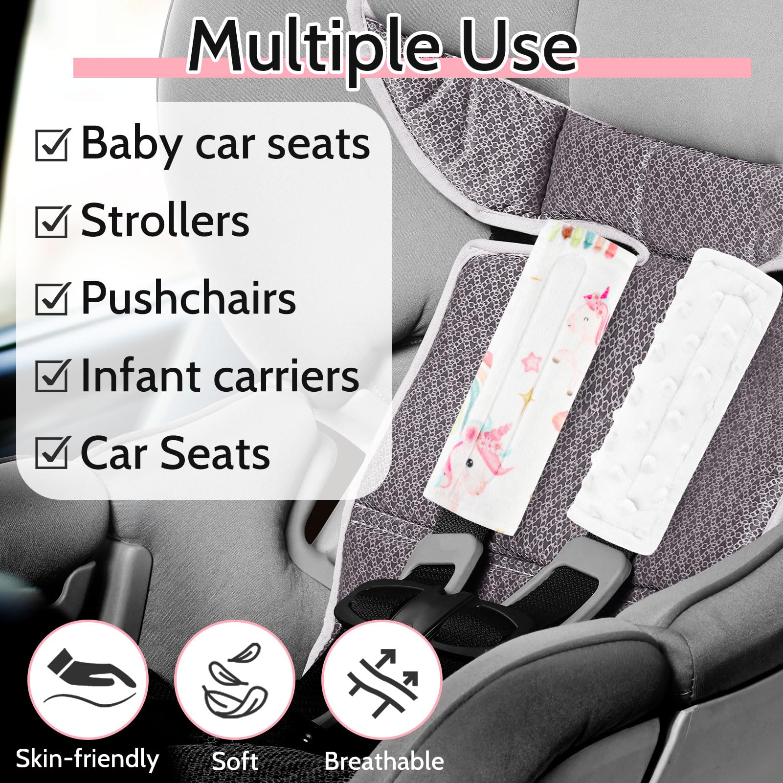 Pea Pod unicorn strap cover used across stroller and pushchair setups.