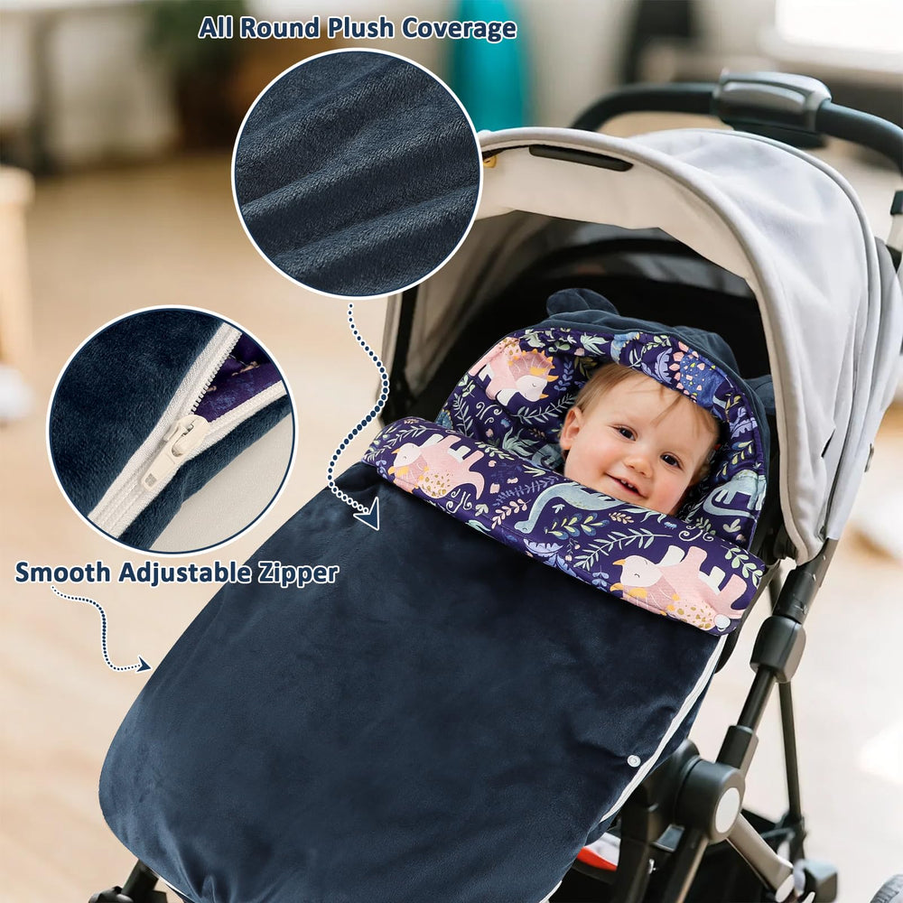 Pea Pod universal-fit blanket compatible with three-point and five-point harness strollers.