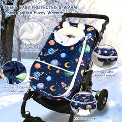 Pea Pod Winter car seat cover plush fleece lining for baby comfort.