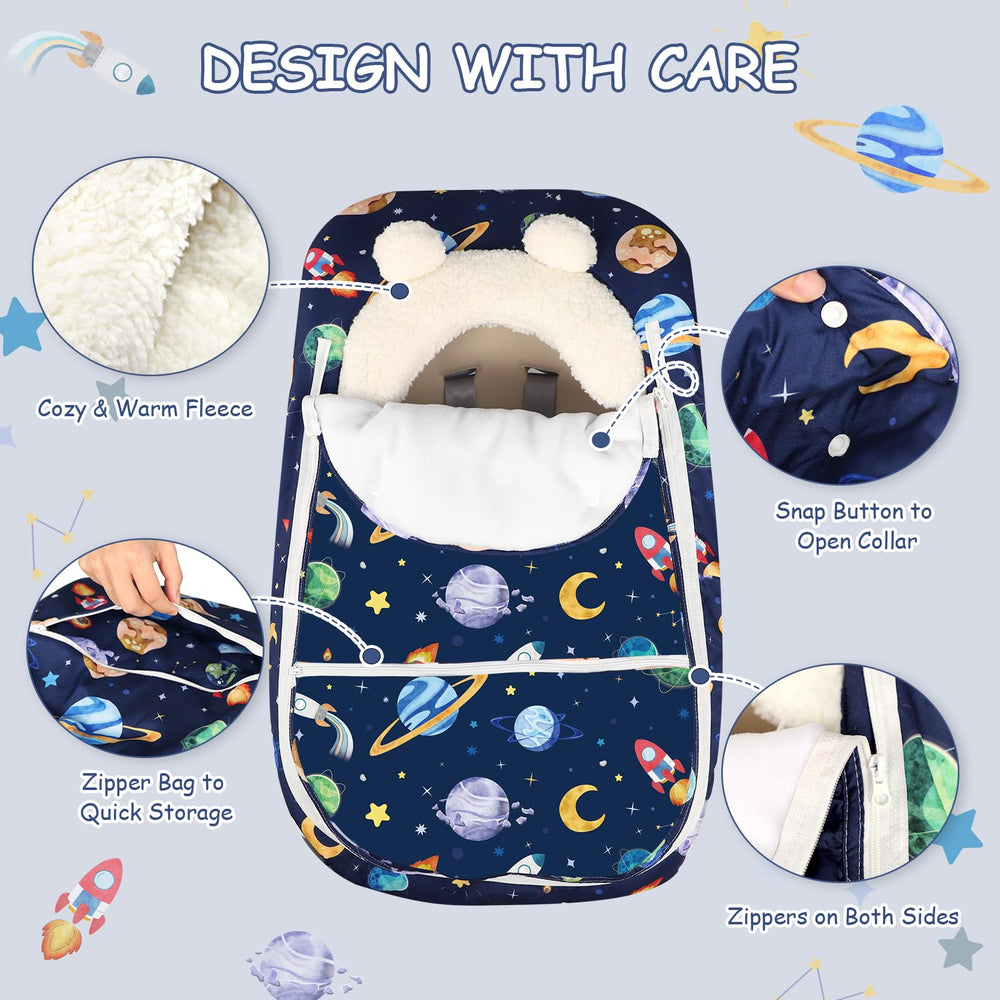 Pea Pod Winter windproof shell shields baby from gusts during outings.