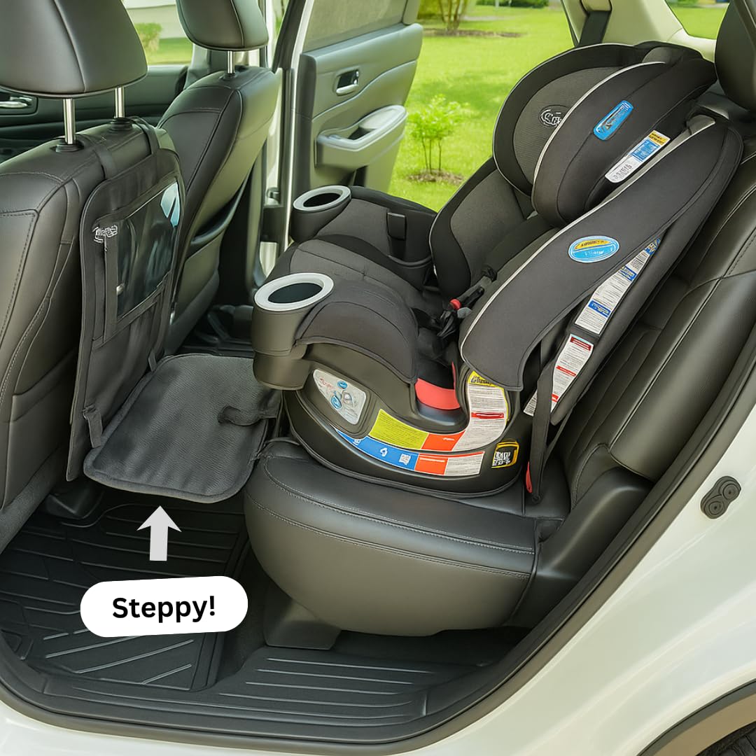 Steppy seat protector mat under the car seat to guard upholstery from spills