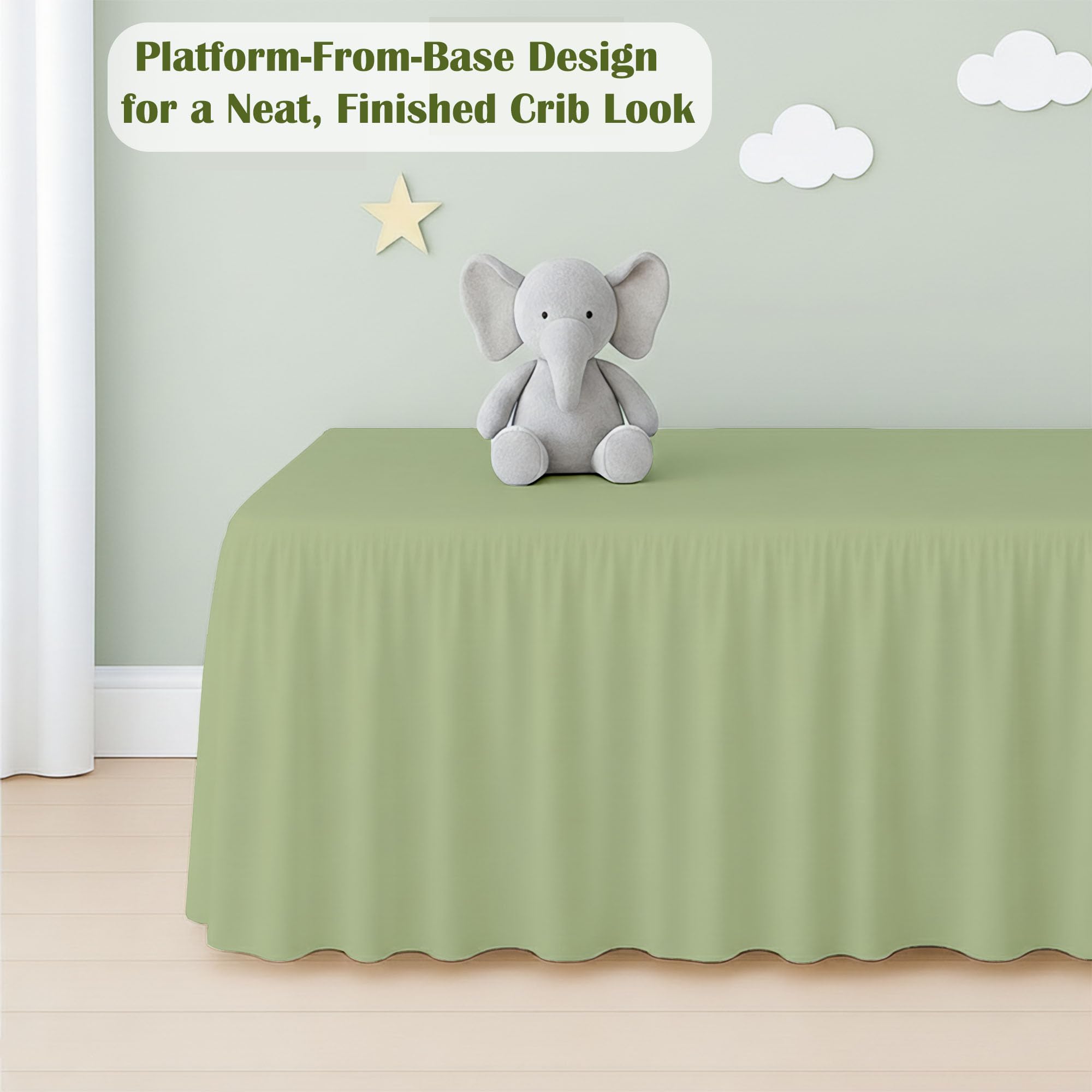 Breathable microfiber fabric in Peace Sleep Bedding crib skirt promotes comfortable nursery air