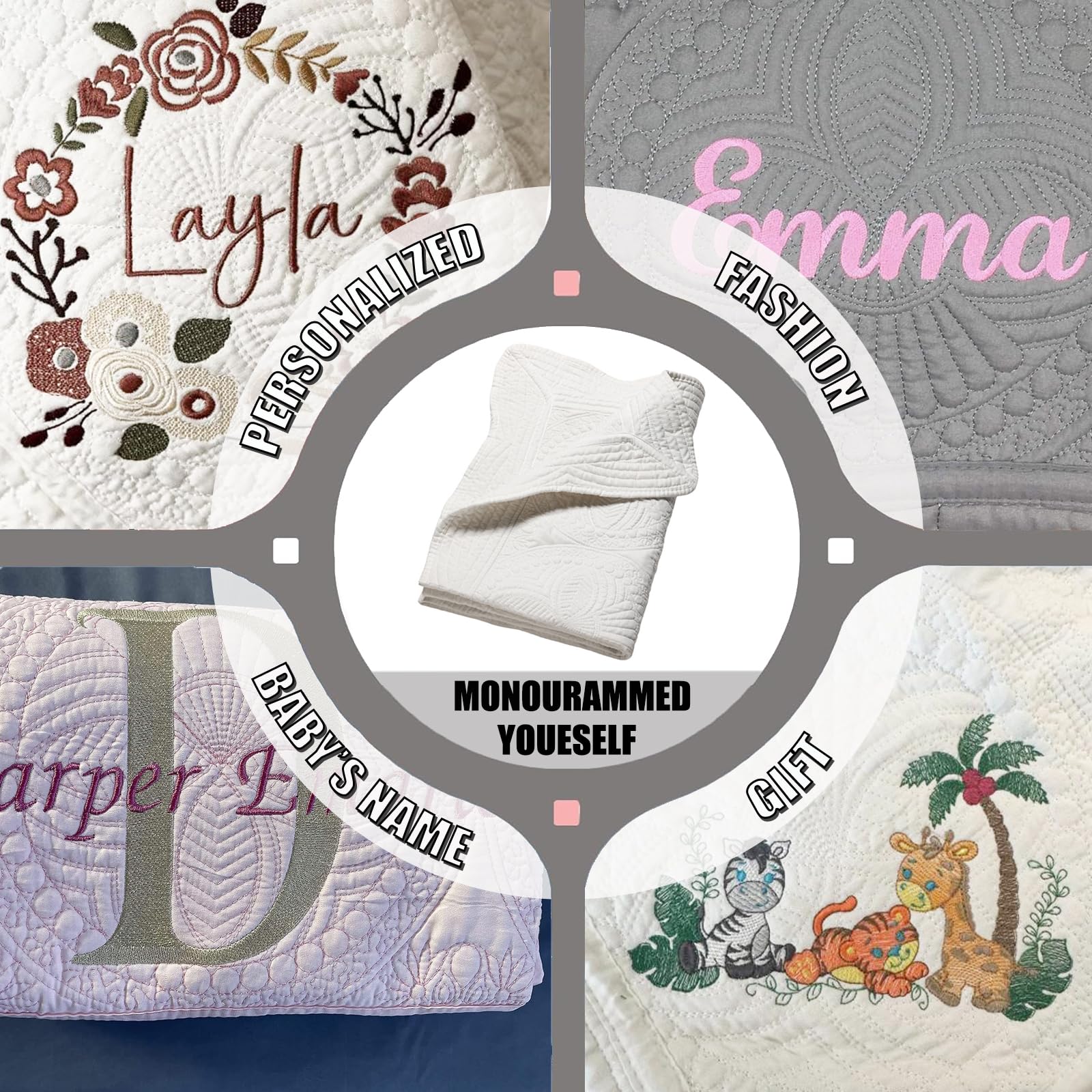 PEACELOVER baby quilt in use as crib or stroller cover