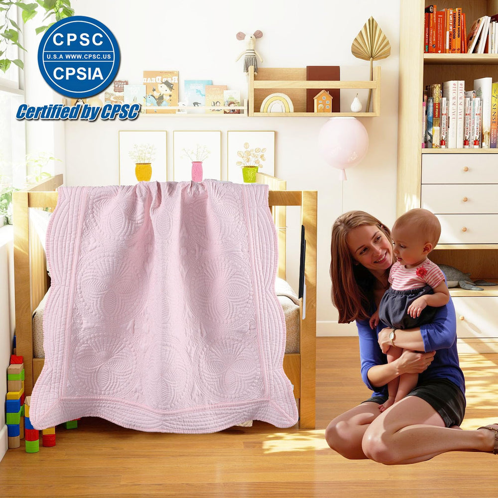 PEACELOVER lightweight baby blanket draped on a crib for year-round comfort.