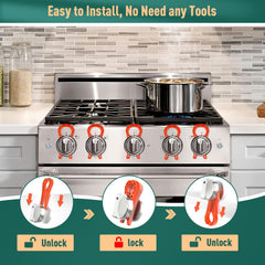 PeachLeaf baby-proof stove lock close-up shows textured grip.