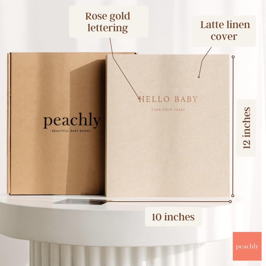 Peachly Fleur linen cover with embossed detail adds timeless style to keepsake.