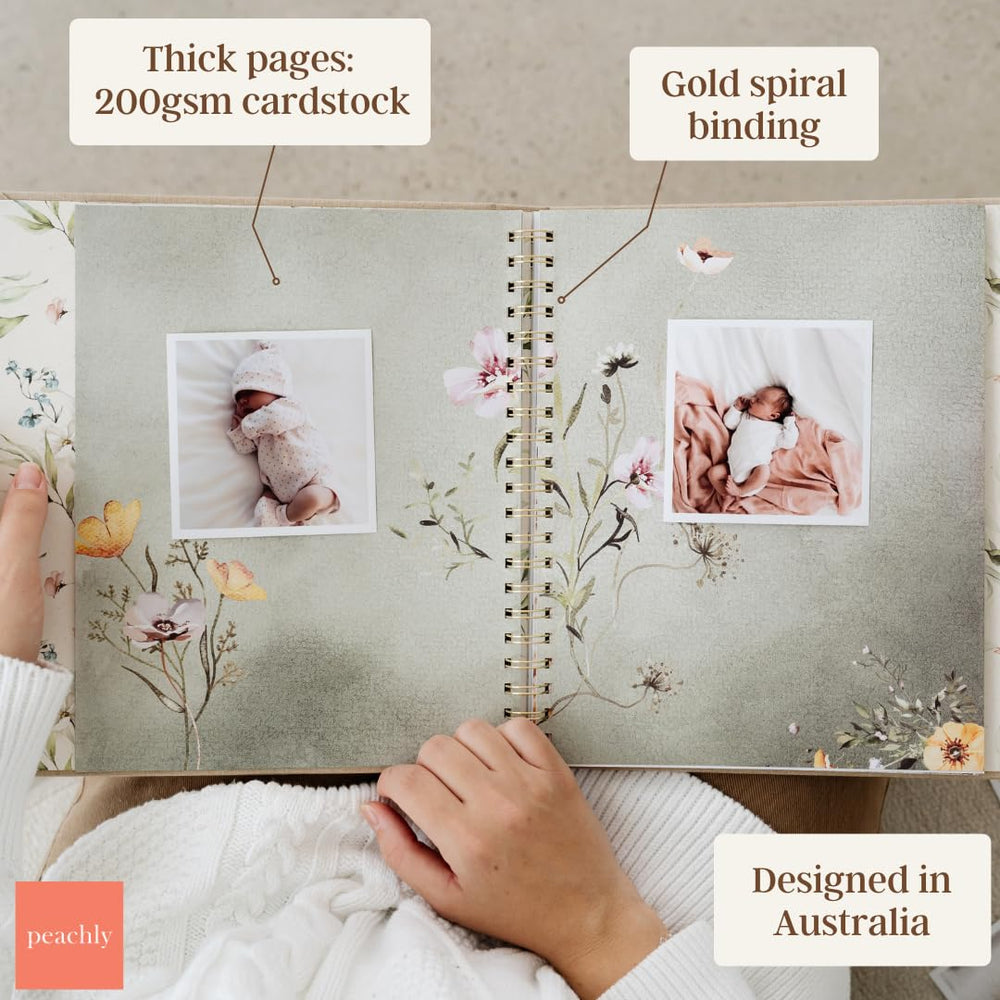 Peachly Fleur multi-direction photo layout lets you place photos freely.