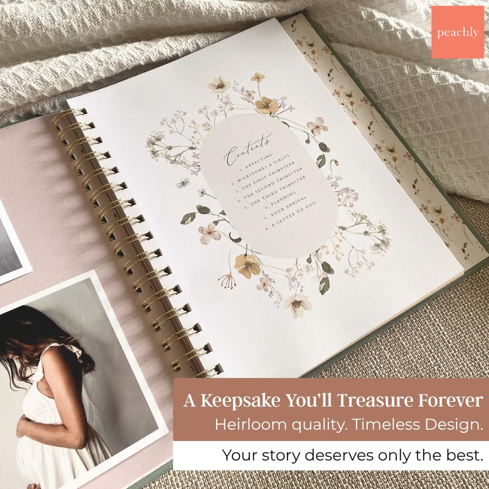 Peachly pregnancy journal hand-drawn illustrations enhance charm, making memories feel artful and timeless.