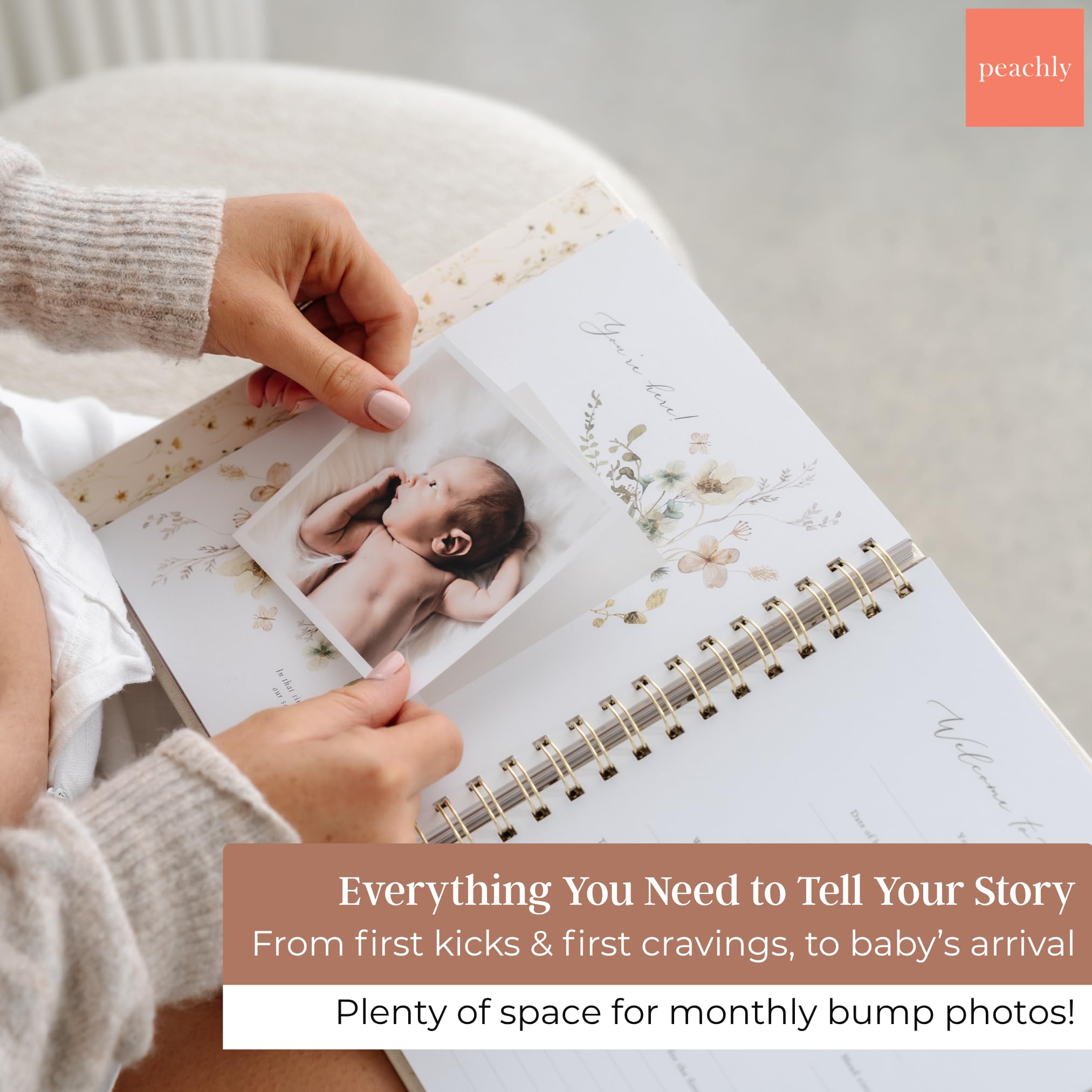 Peachly Pregnancy Journal hand-drawn illustrations add elegance to every page