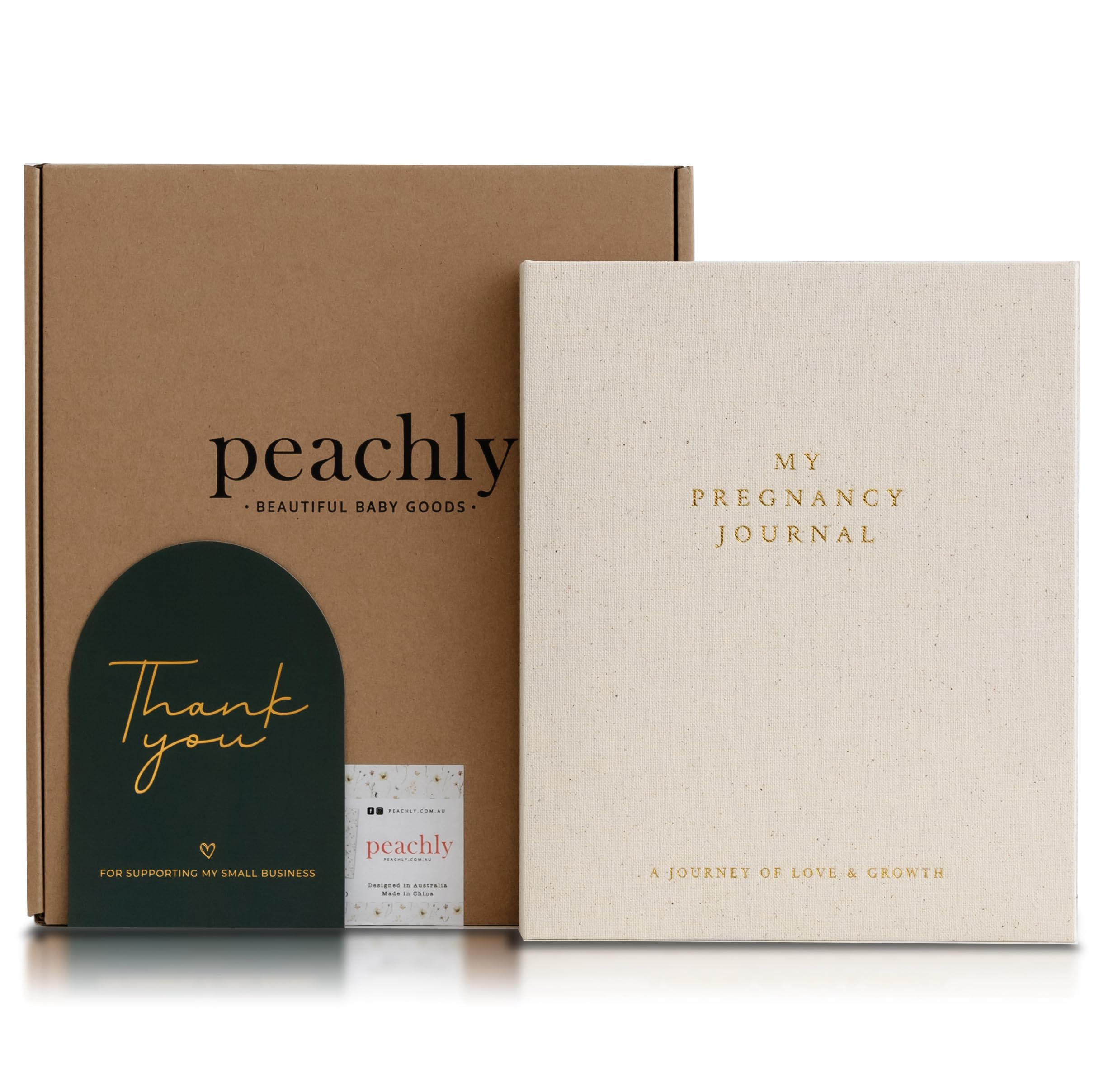 Peachly pregnancy journal with linen cover for elegant keepsakes