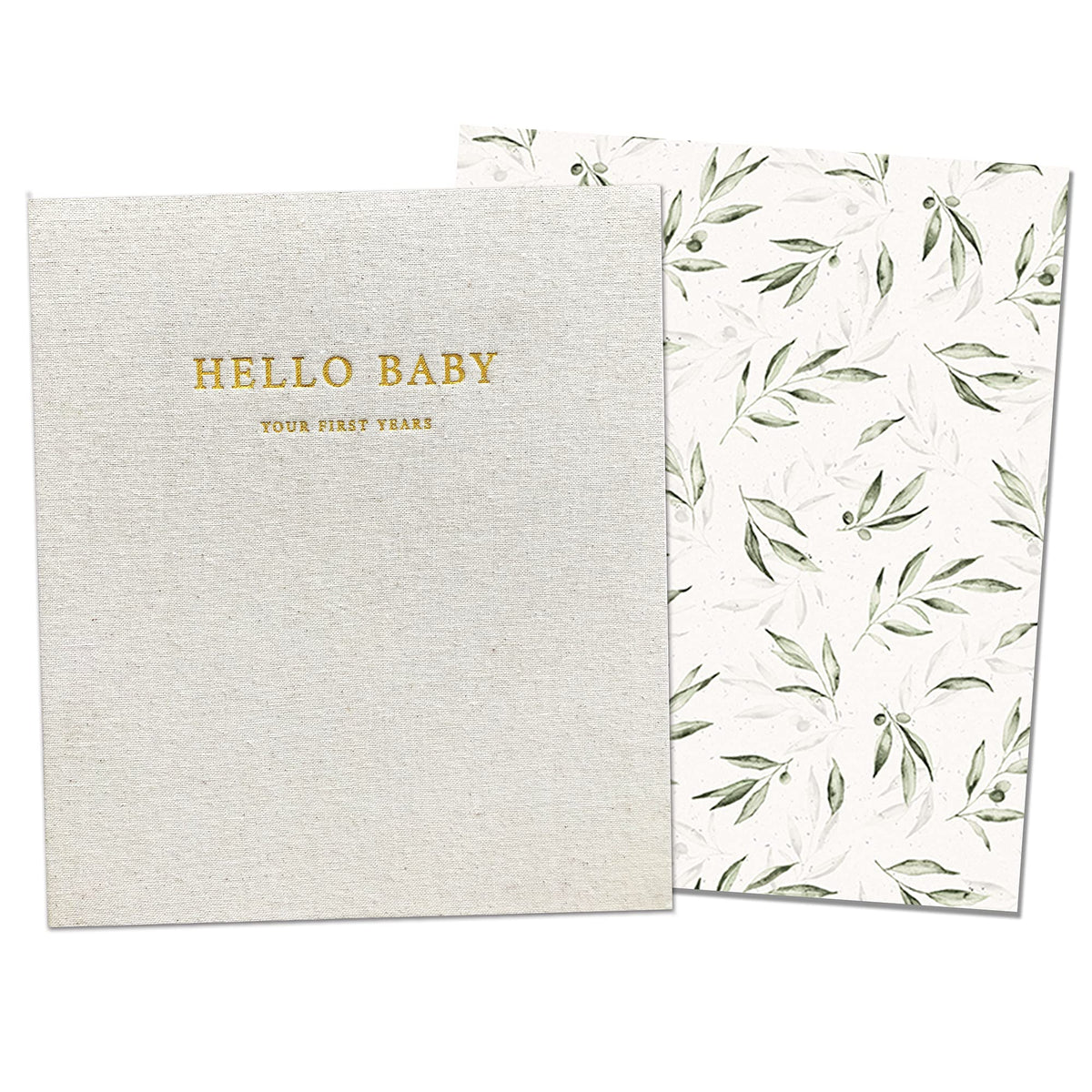 Peachly unisex baby memory book cover in olive linen with durable keepsakes