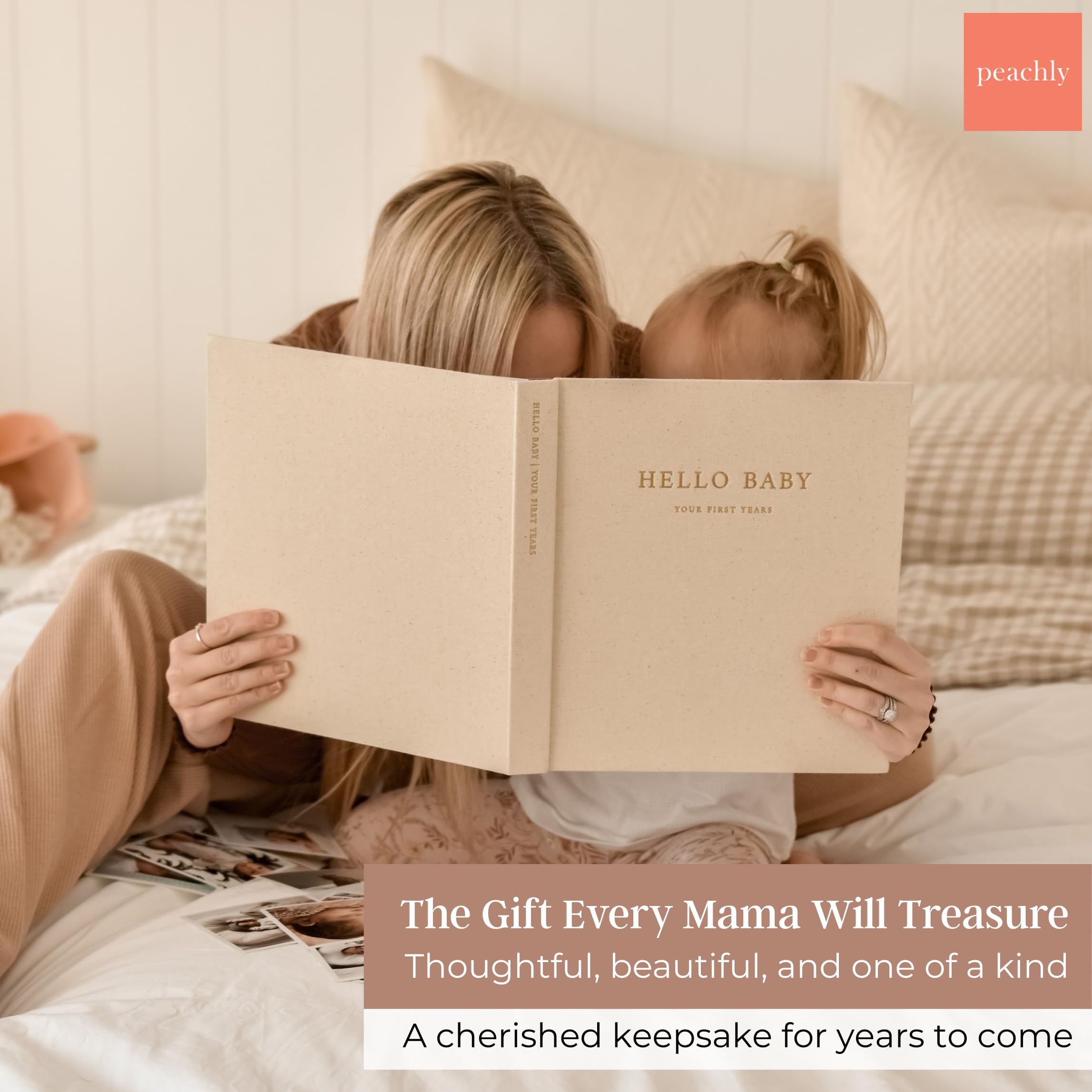 Peachly memory book layout designed for milestones and photos
