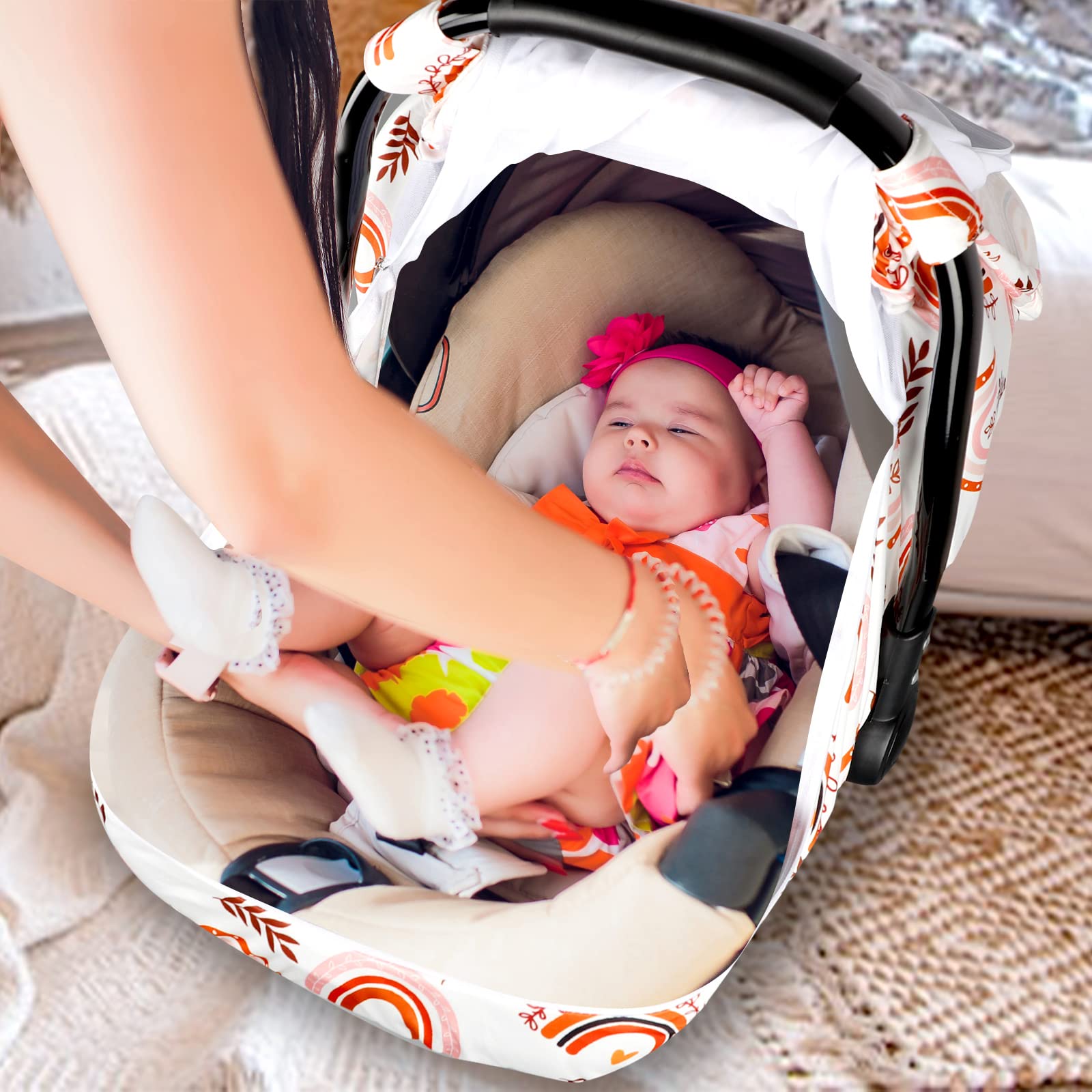 Kick-proof elastic band keeps canopy secure on car seat