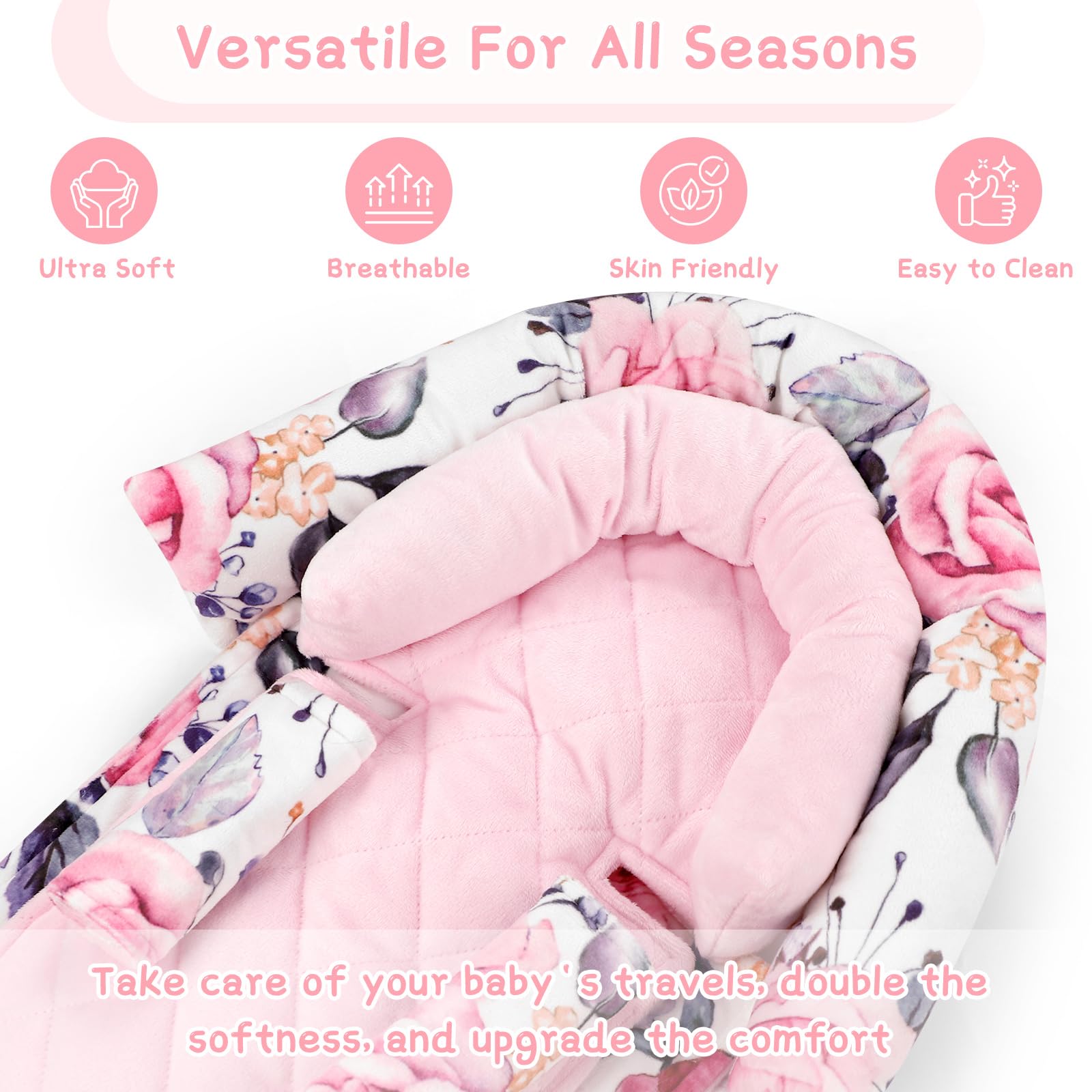 Pea Pod soft plush cushion adds gentle padding for head and neck support