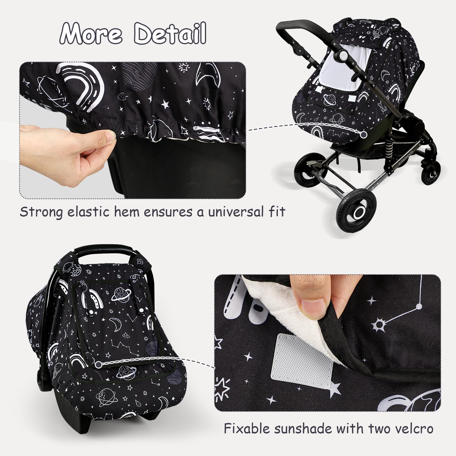 Pea Pod minky bubble lining adds soft coziness for rides.