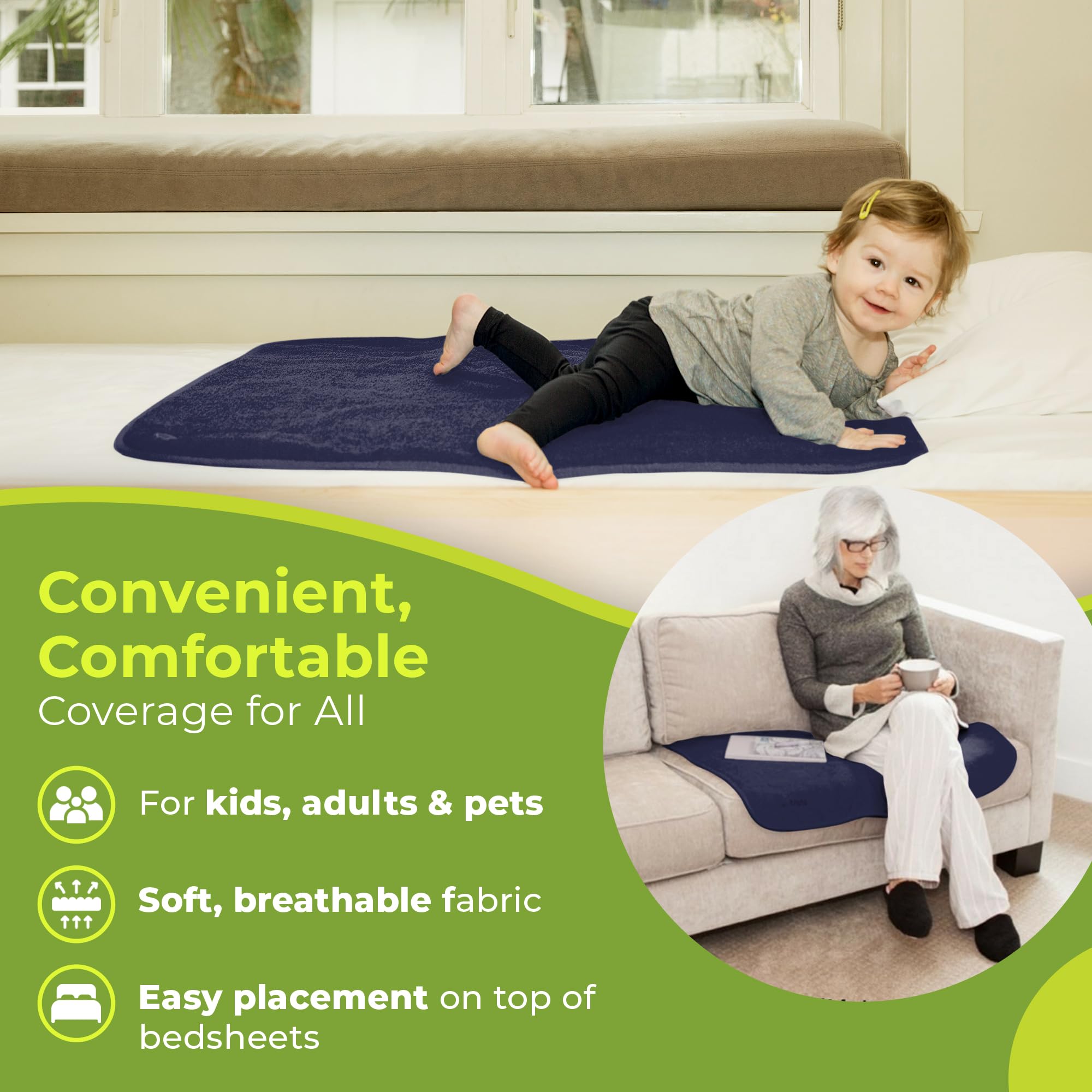 PeapodMats easy-care underpad clean with regular laundry.