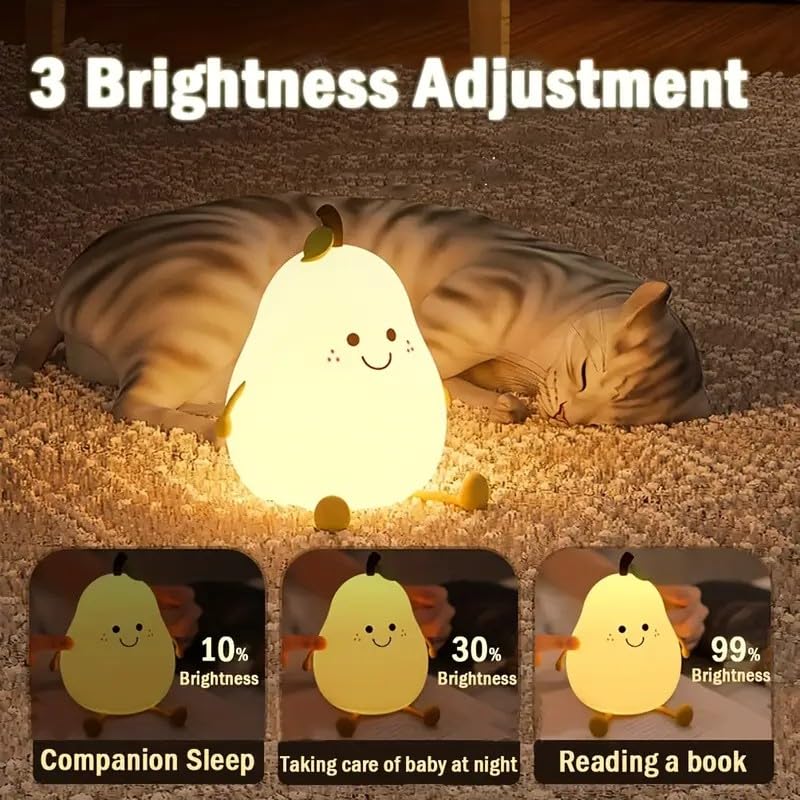 Pear Night Light soft silicone nursery lamp is safe and playful