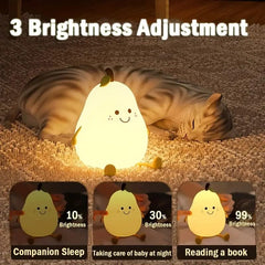Pear Night Light soft silicone nursery lamp is safe and playful