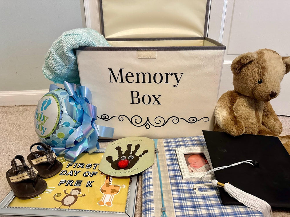 Pear Tree Essentials memory box interior shows ample space for outfits and photos.