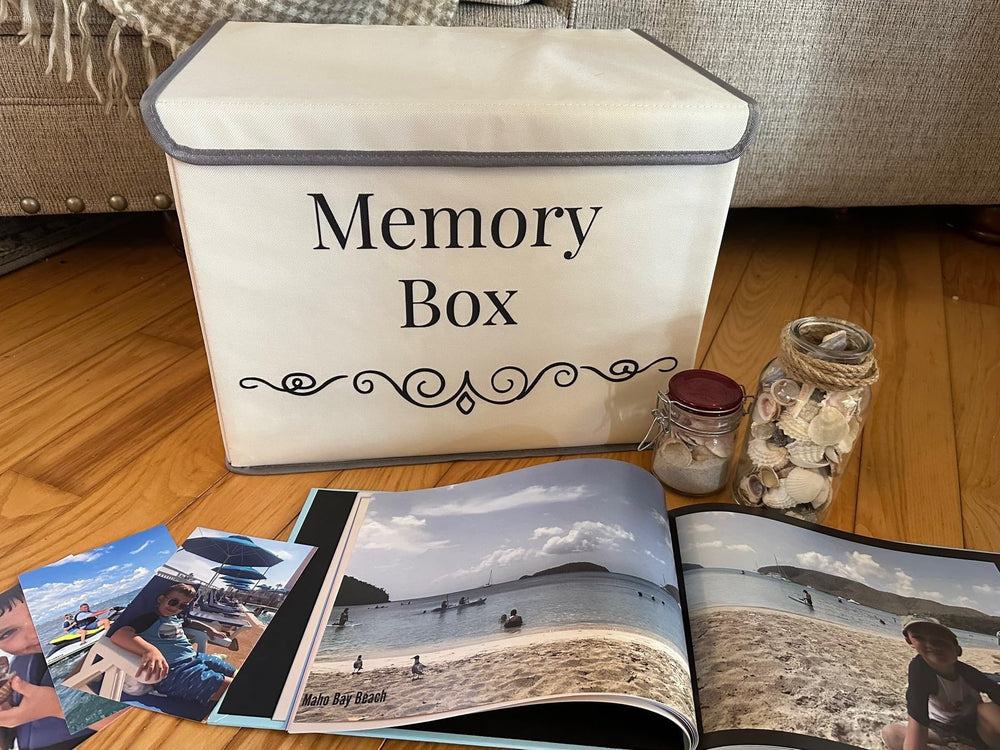 Pear Tree Essentials memory box sturdy handles ease lifting and transport.