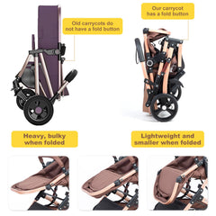 PEARLOVE 2 in 1 stroller adjustable canopy shields baby from sun and wind.