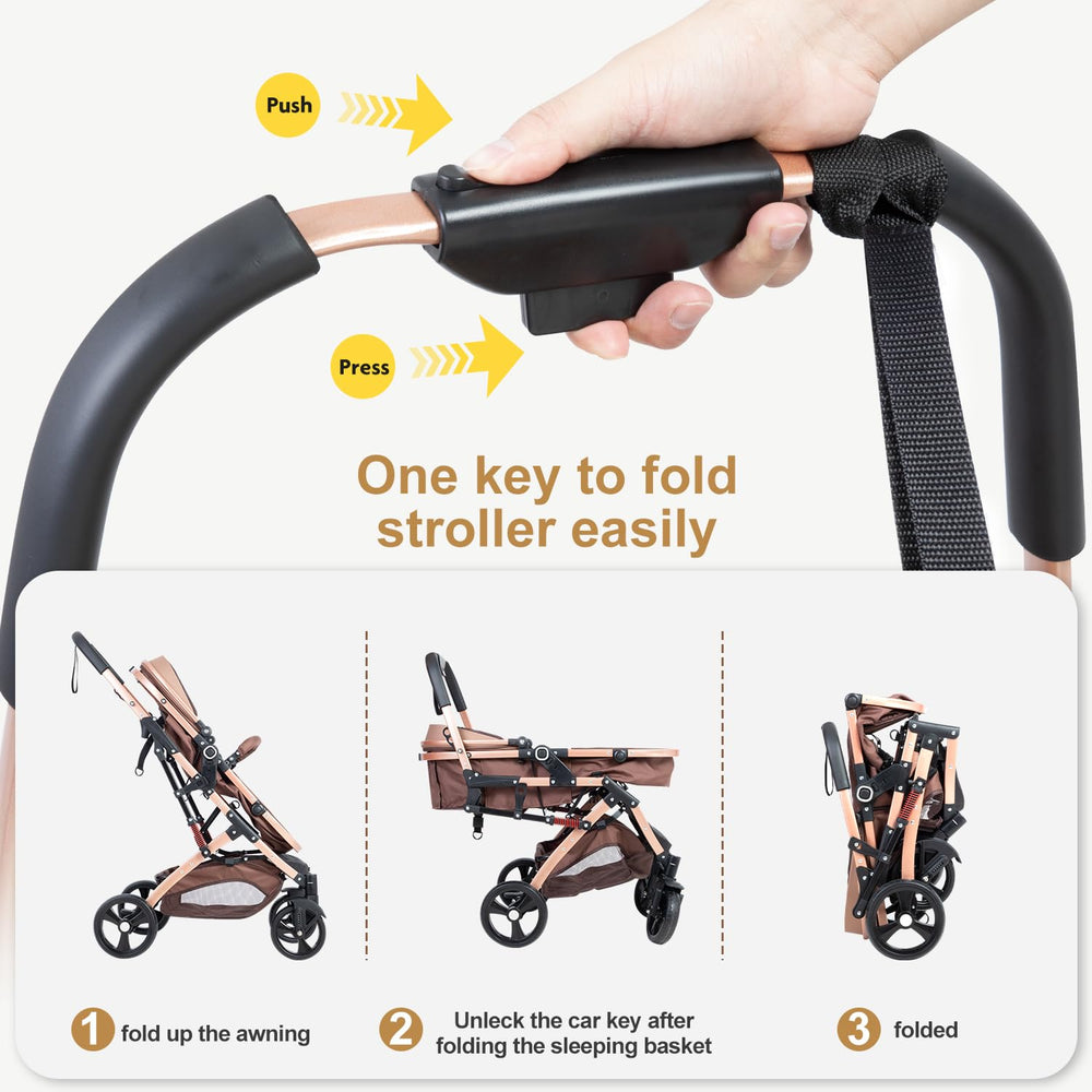 PEARLOVE 2 in 1 stroller lightweight frame at around 20 pounds for easy handling.