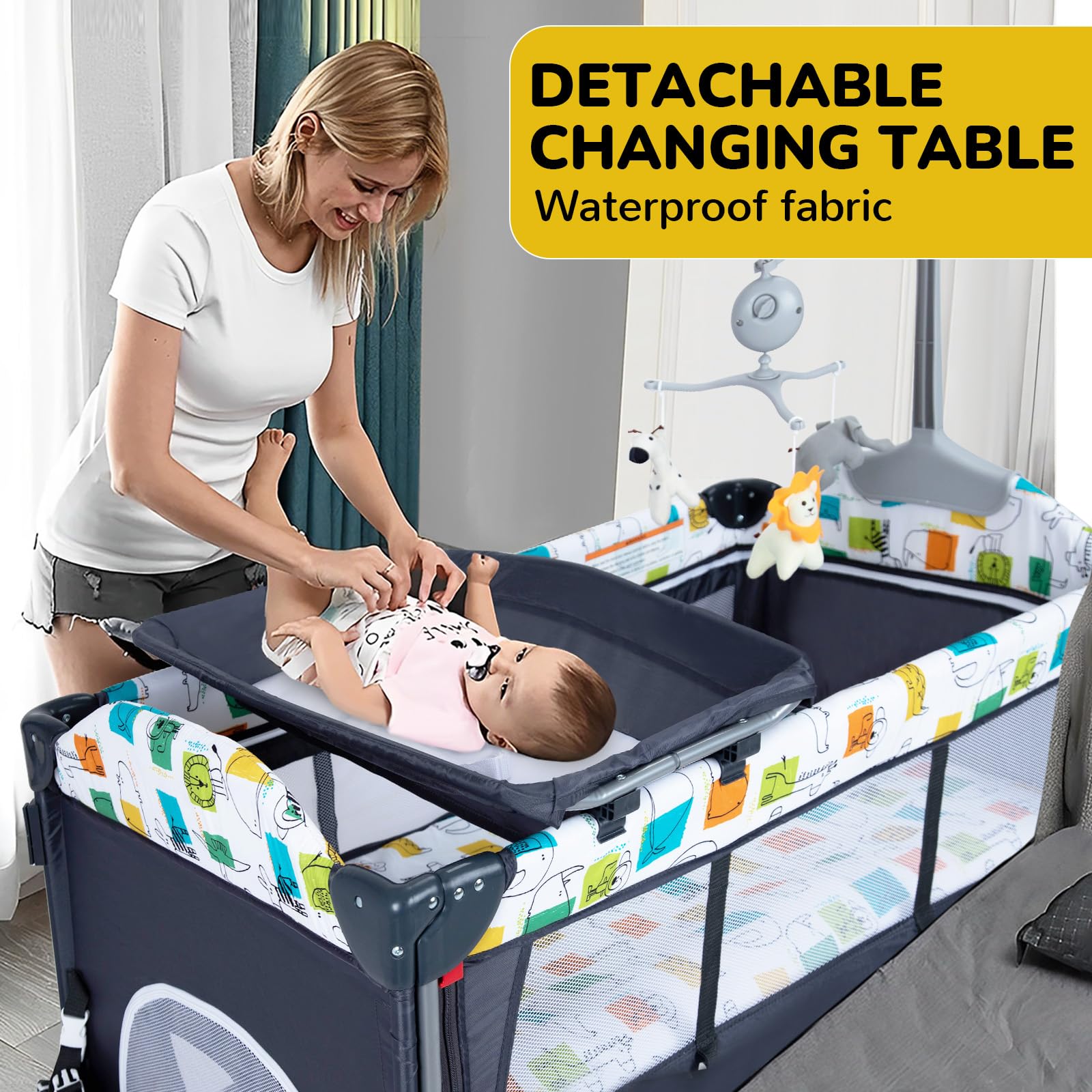 Pearlove bedside sleeper attached to bed supports safe co-sleep access