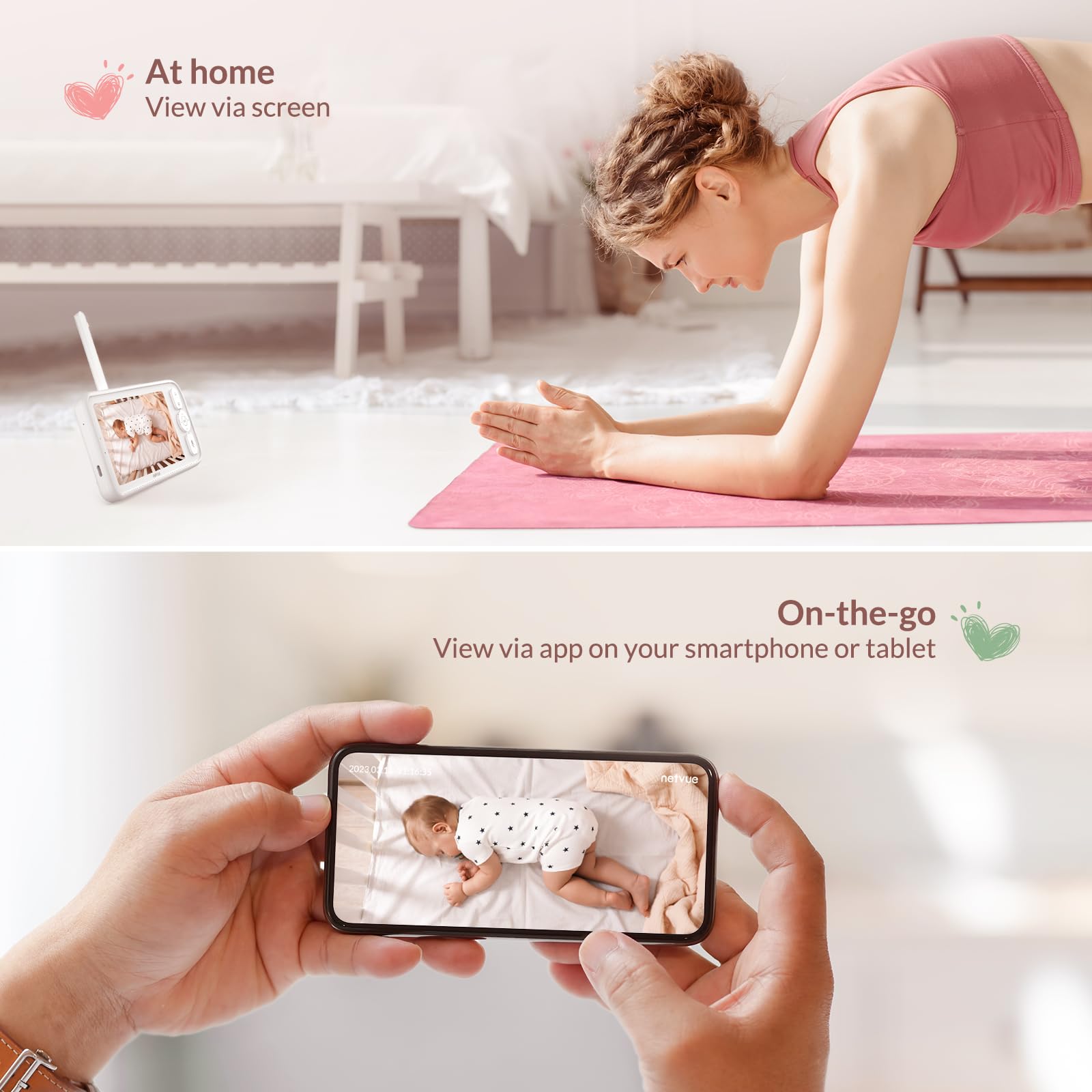 Peekababy baby monitor app view lets you watch from your phone anywhere in the home.