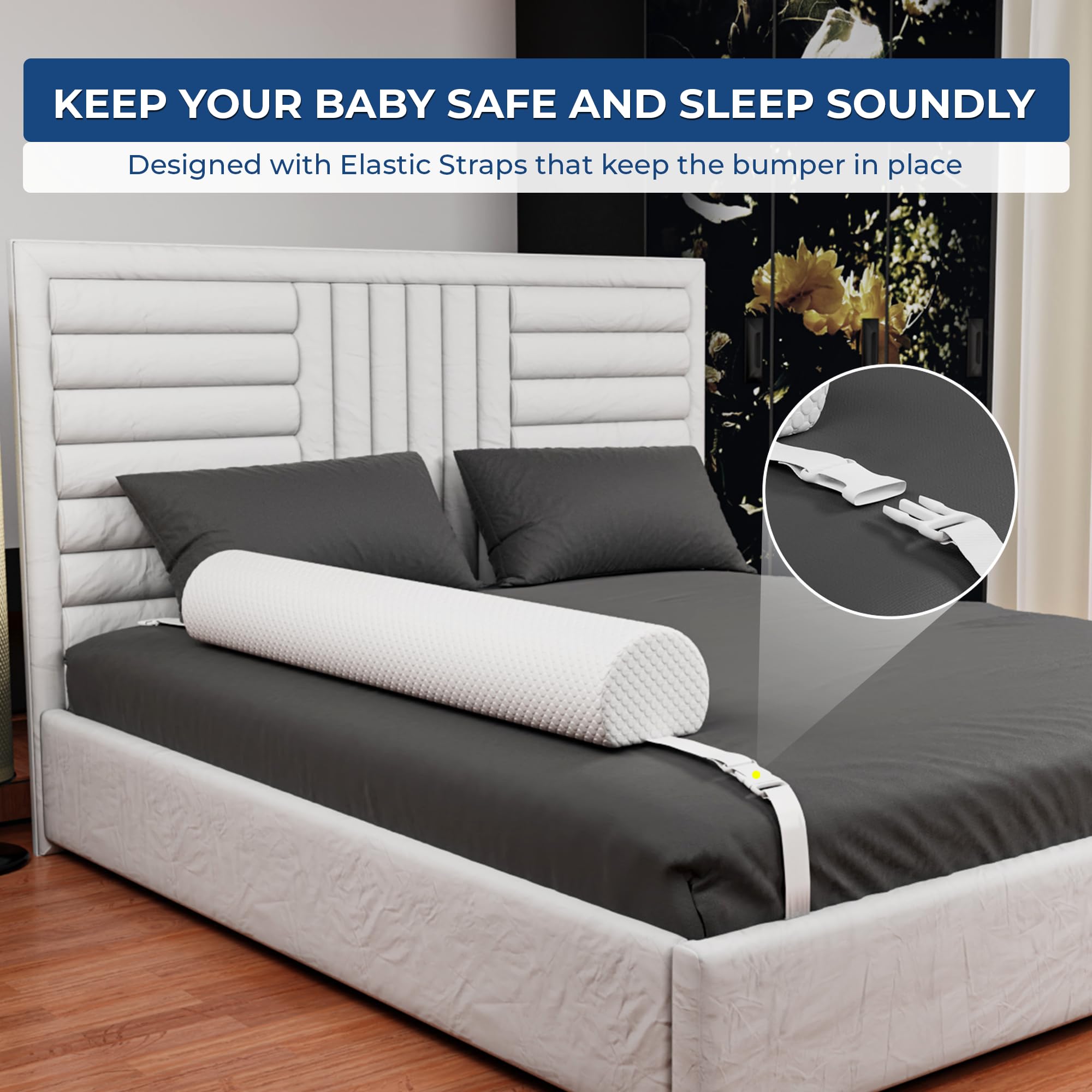 Peekabi soft-padded bumper cushions toddler movements for peaceful sleep