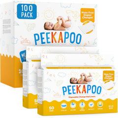 Peekapoo disposable change pad liner folded, ideal for travel and quick changes