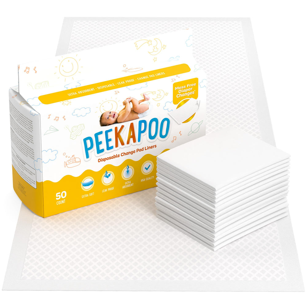 Peekapoo disposable liner with a soft top layer protects baby skin during changes.