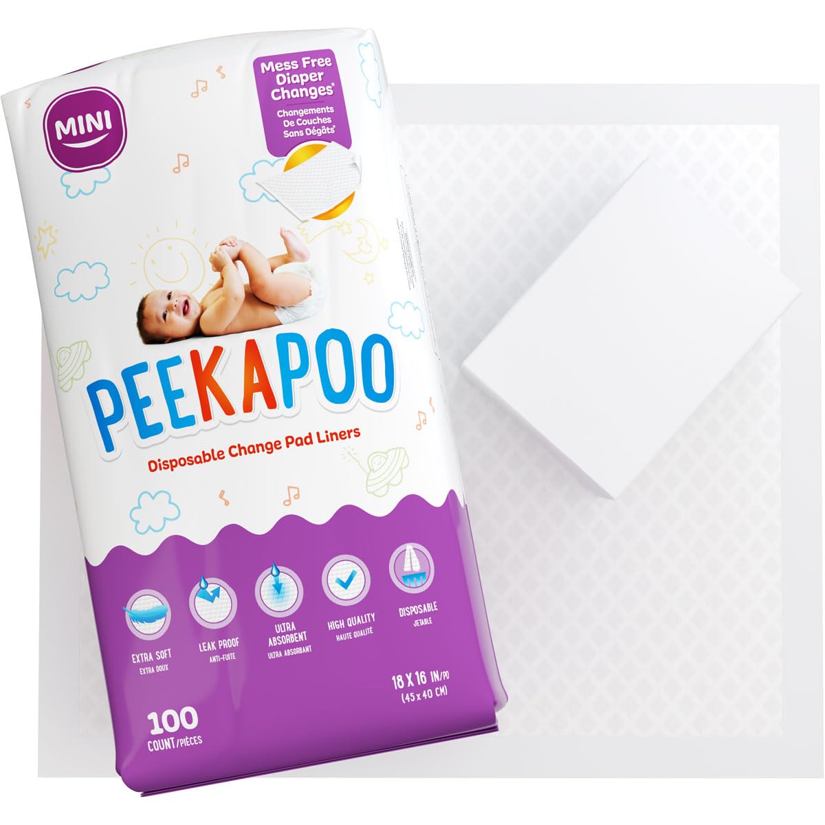 Peekapoo Mini packaging demonstrates a portable changing solution.
