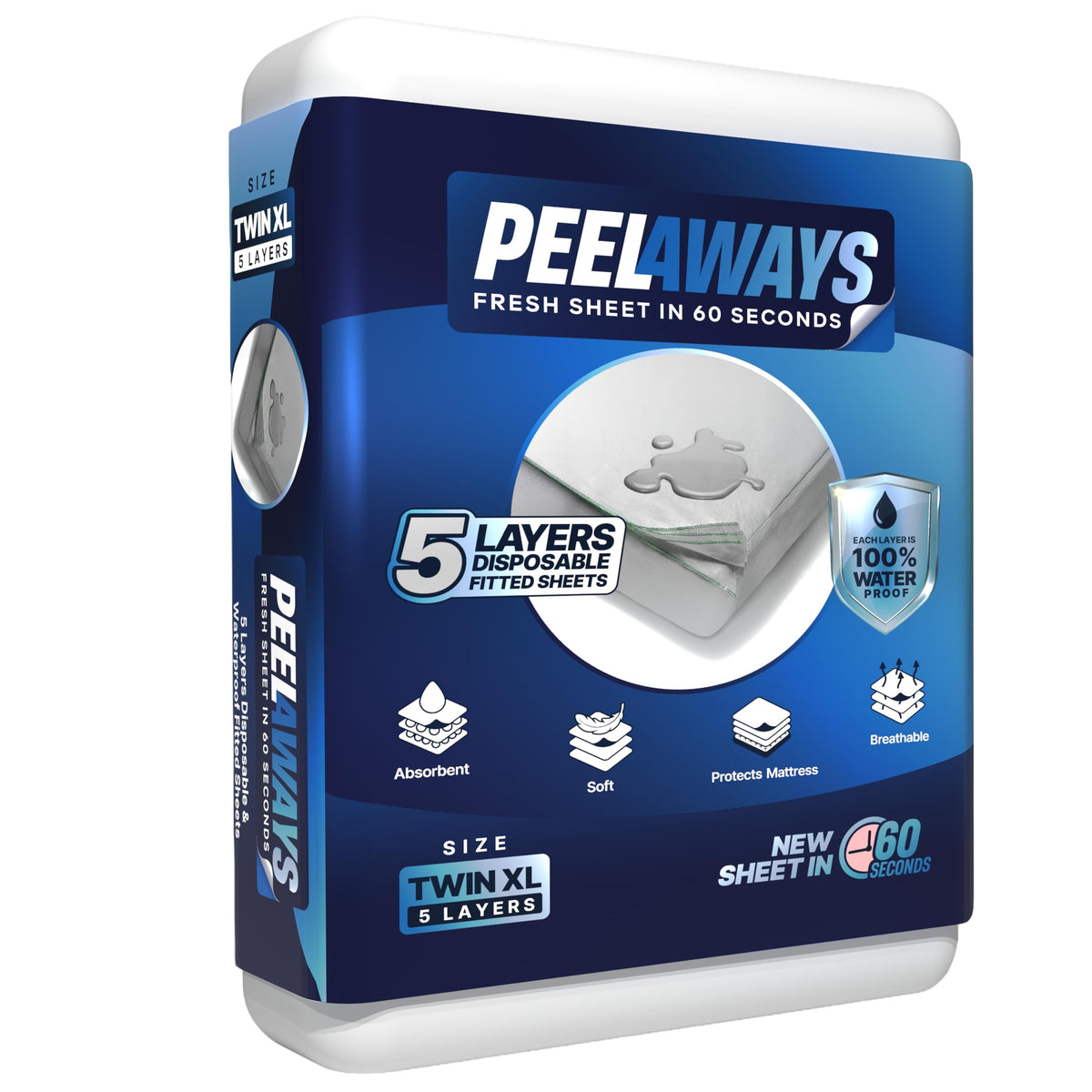 PEELAWAYS Twin XL five-layer bed sheet setup protects the mattress during sleep