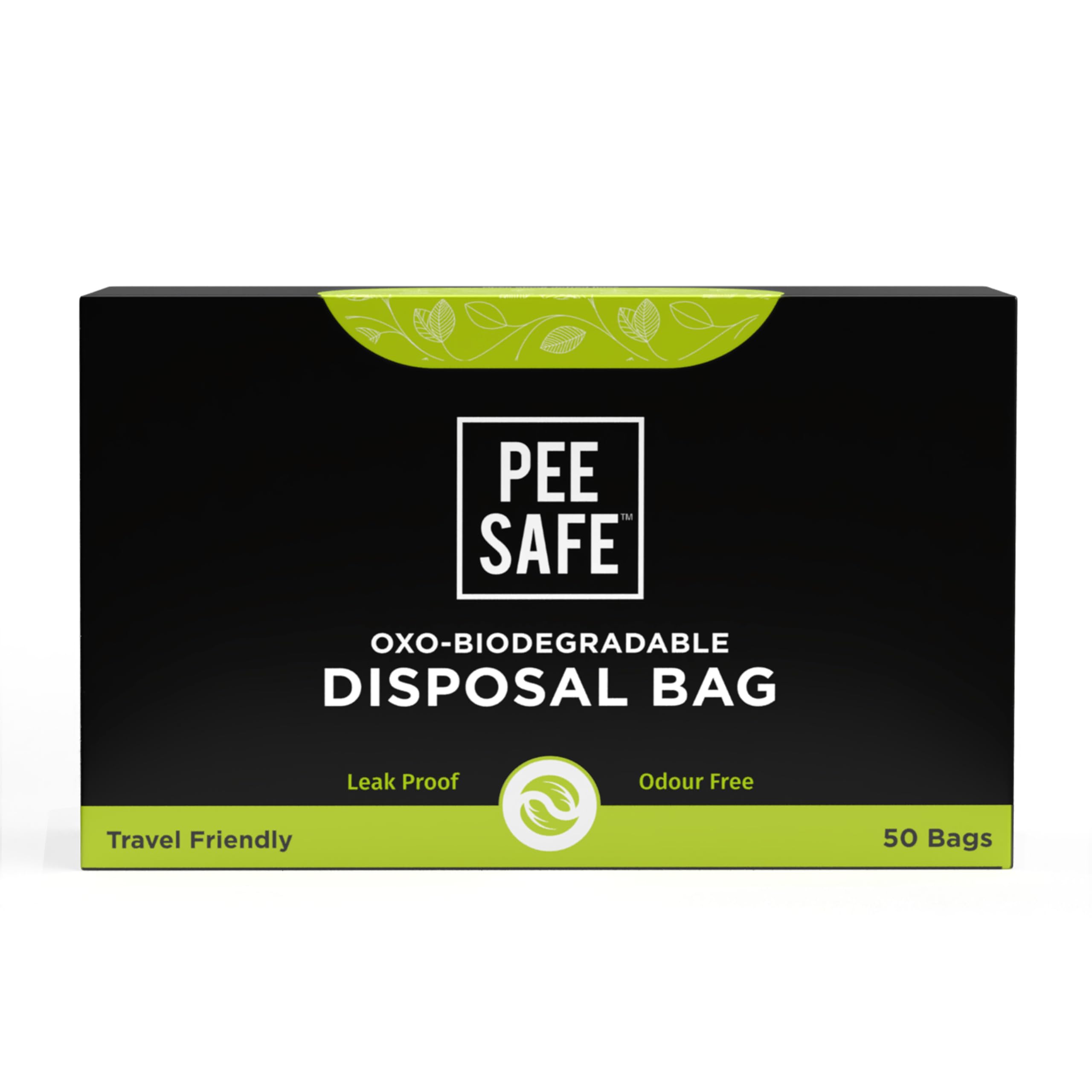 Pee Safe disposal bags in packaging for discreet waste disposal on the go.