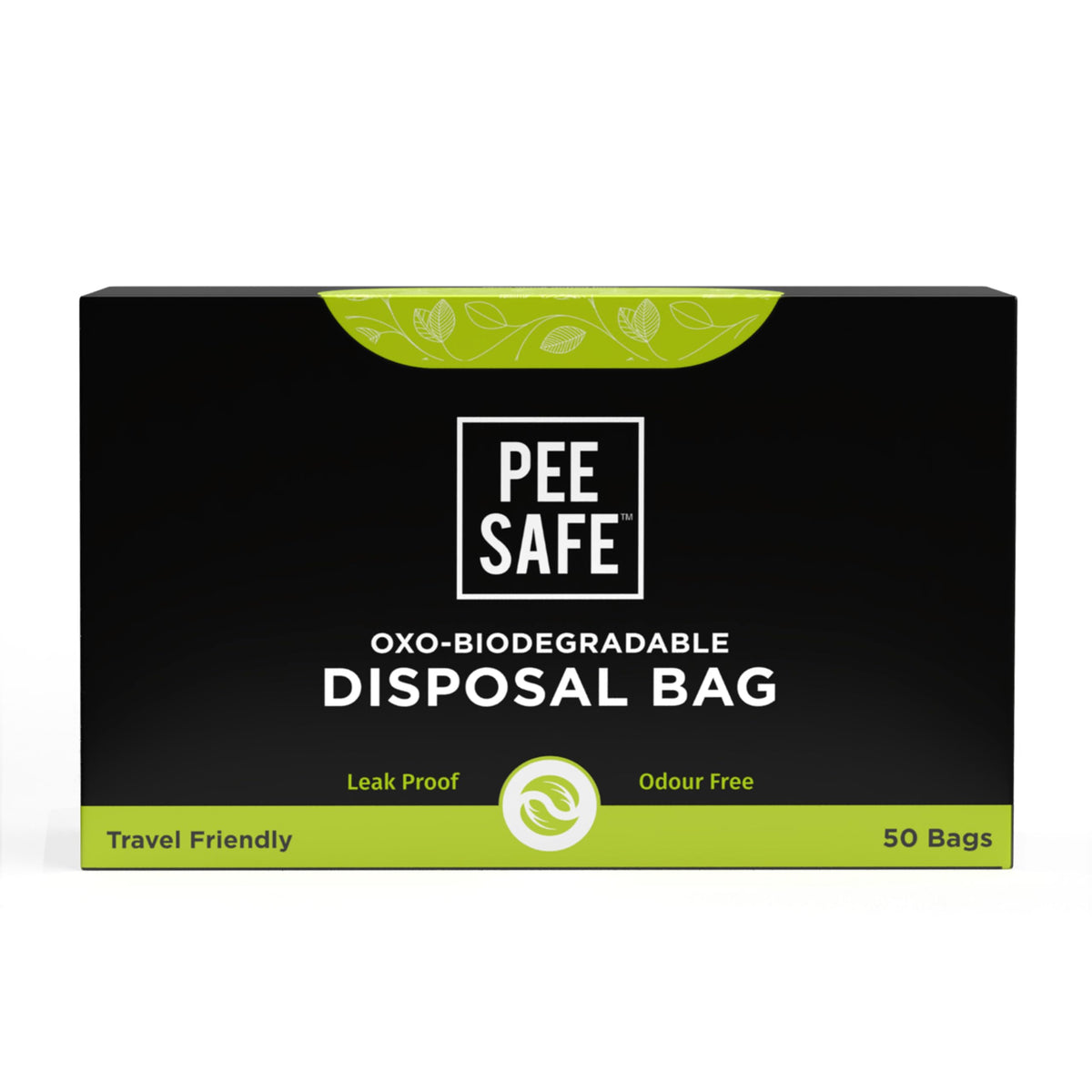 Pee Safe disposal bags in packaging for discreet waste disposal on the go.