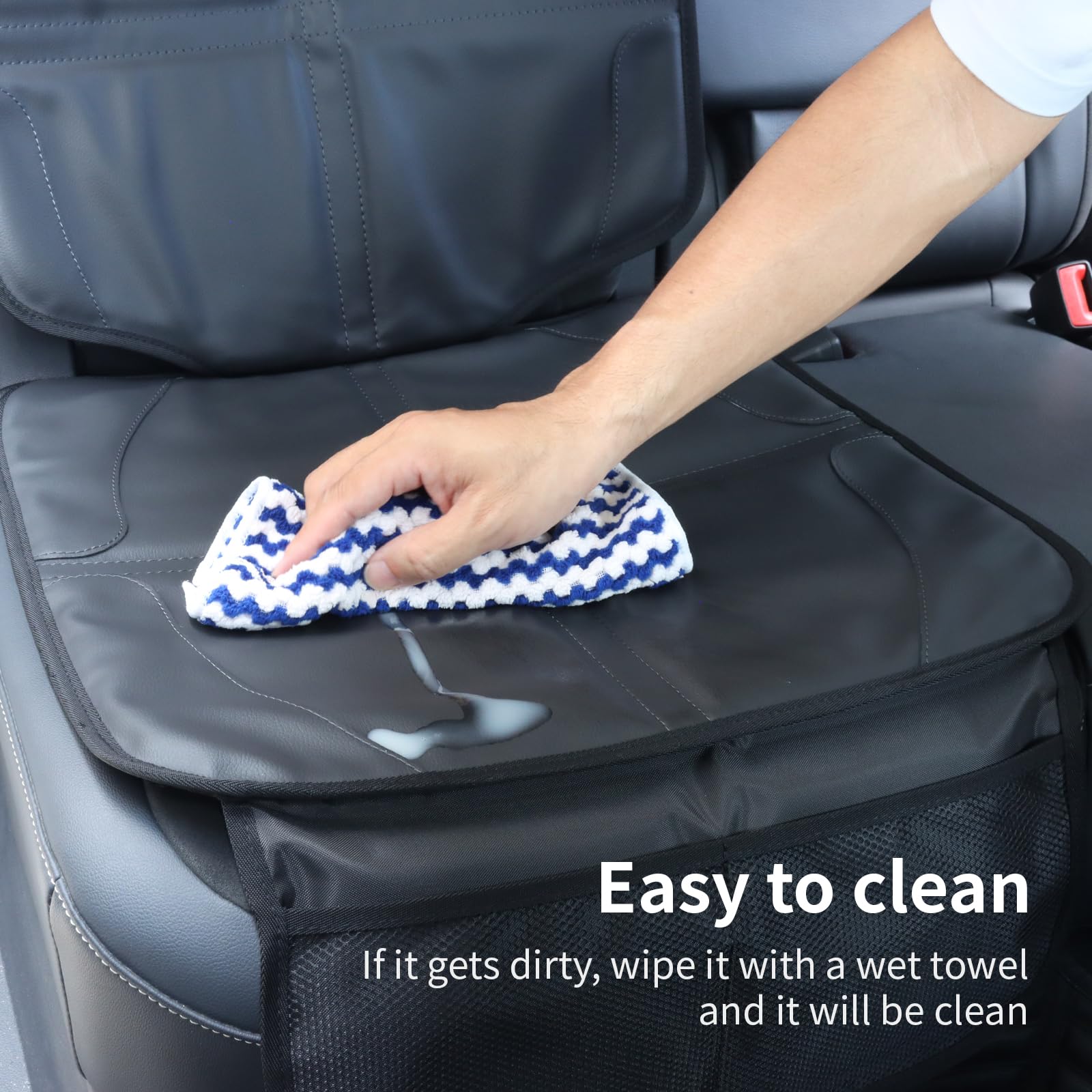 pefirst car seat protector easy installation with adjustable belt.