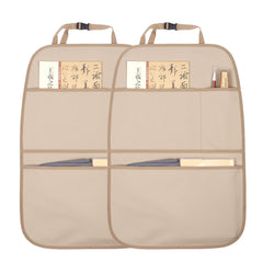 Pefirst kick mat back seat protector beige front view shows durable waterproof leather