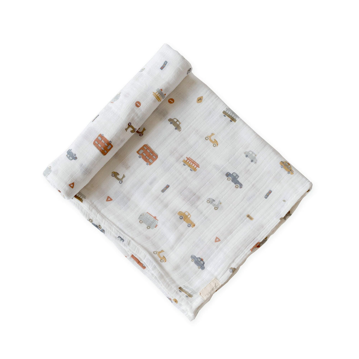 PEHR Rush Hour swaddle with cars print for versatile comfort.