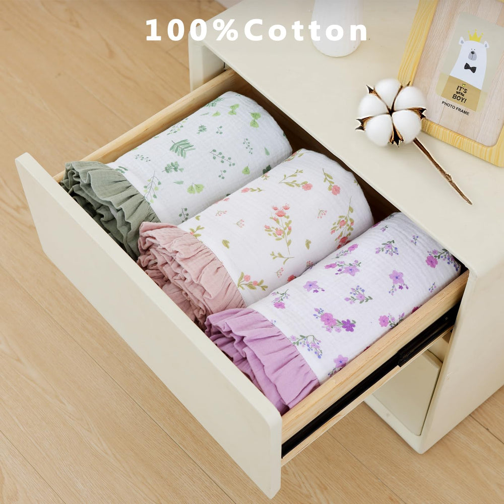 PEIPEIWU flounce muslin blanket four-layer muslin warmth for cooler nights