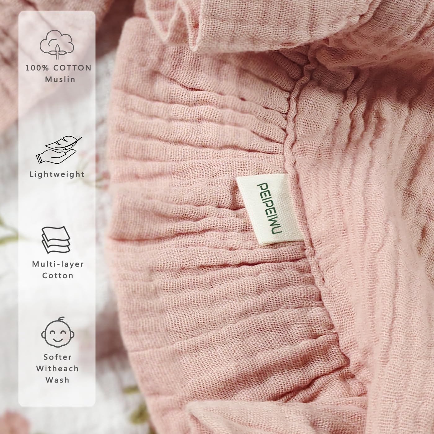 PEIPEIWU flounce muslin blanket baby gift ready and cozy
