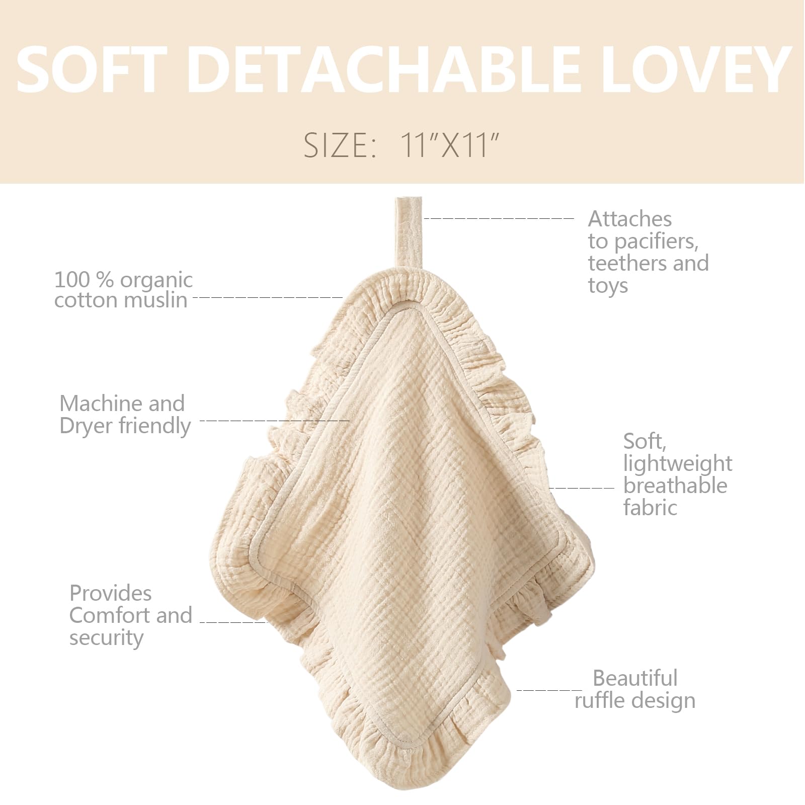 PEIPEIWU Loveys ruffles style provides cozy texture for cuddling.